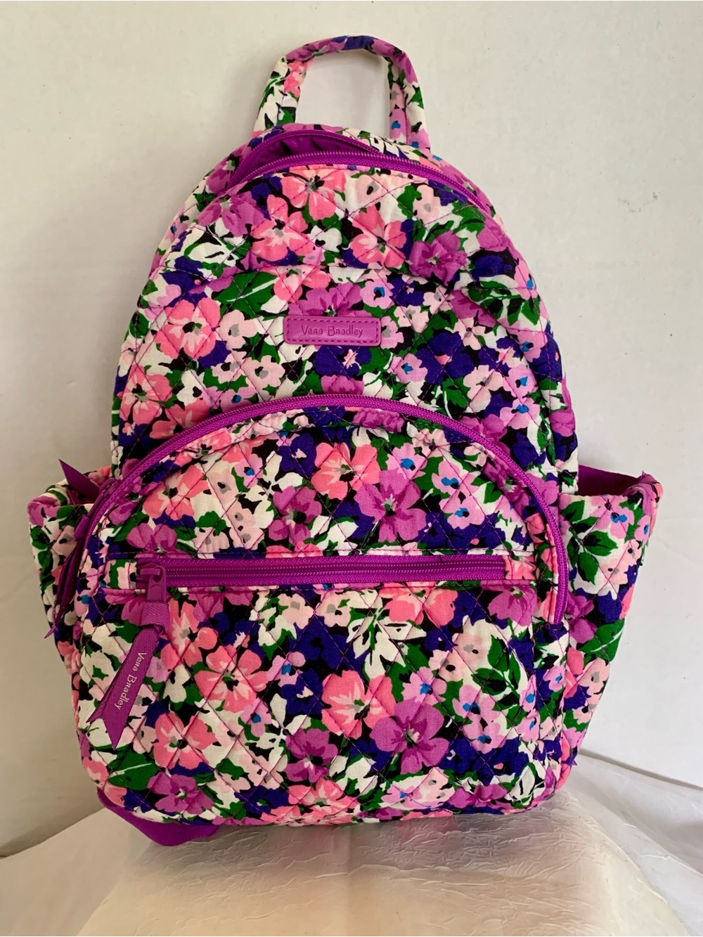 Vera Bradley Floral Quilted Mini Backpack in Pink & Purple